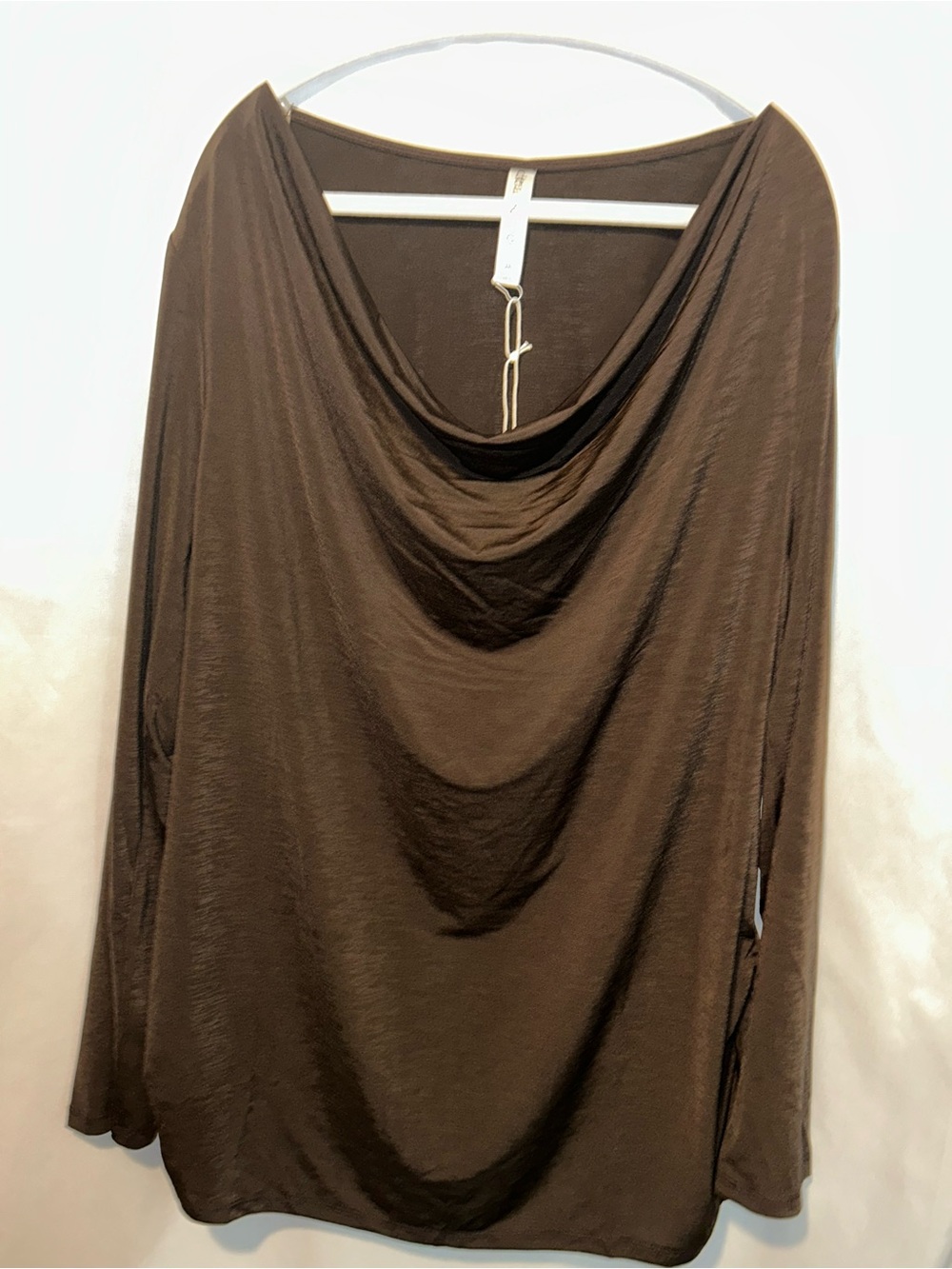 Dear Scarlett Women’s Brown Draped Neck Long-Sleeve Top